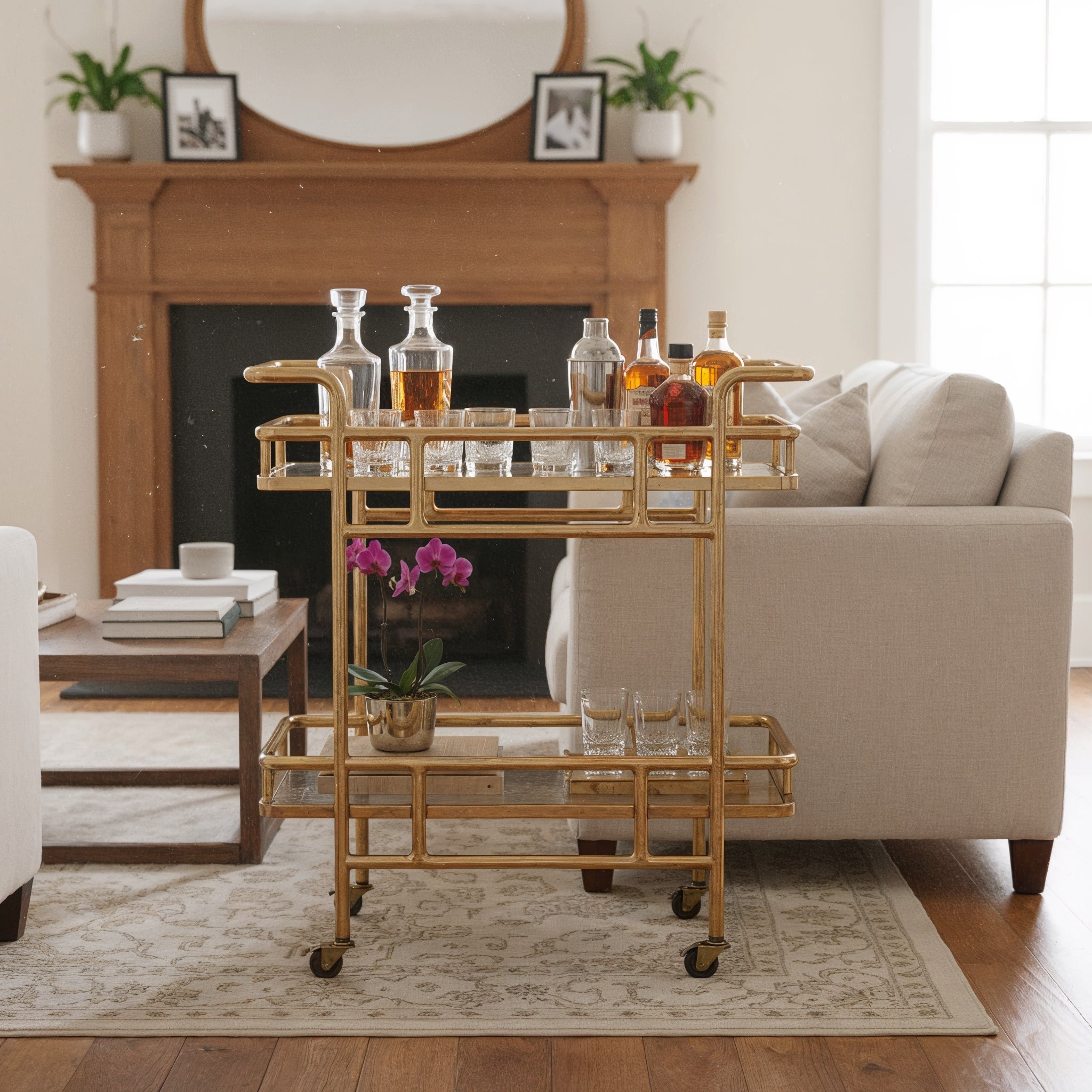 Aurelia Gold Bar Cart — Luxe Entertaining Trolley